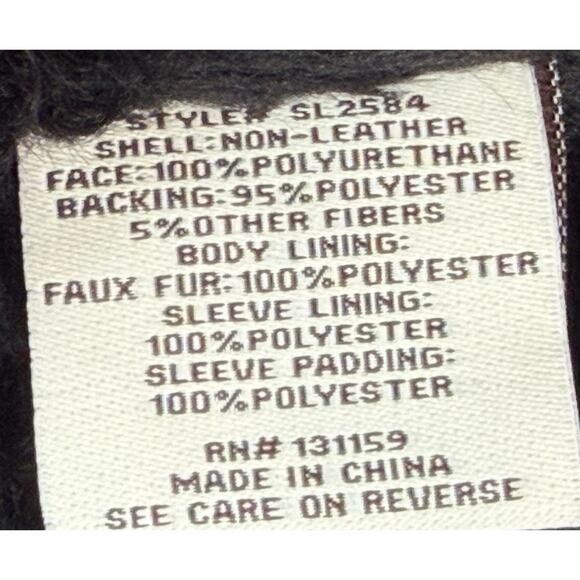 Sebby Collection Black Biker Moto Faux Vegan Leather with Faux Fur Lining Small - Picture 6 of 9